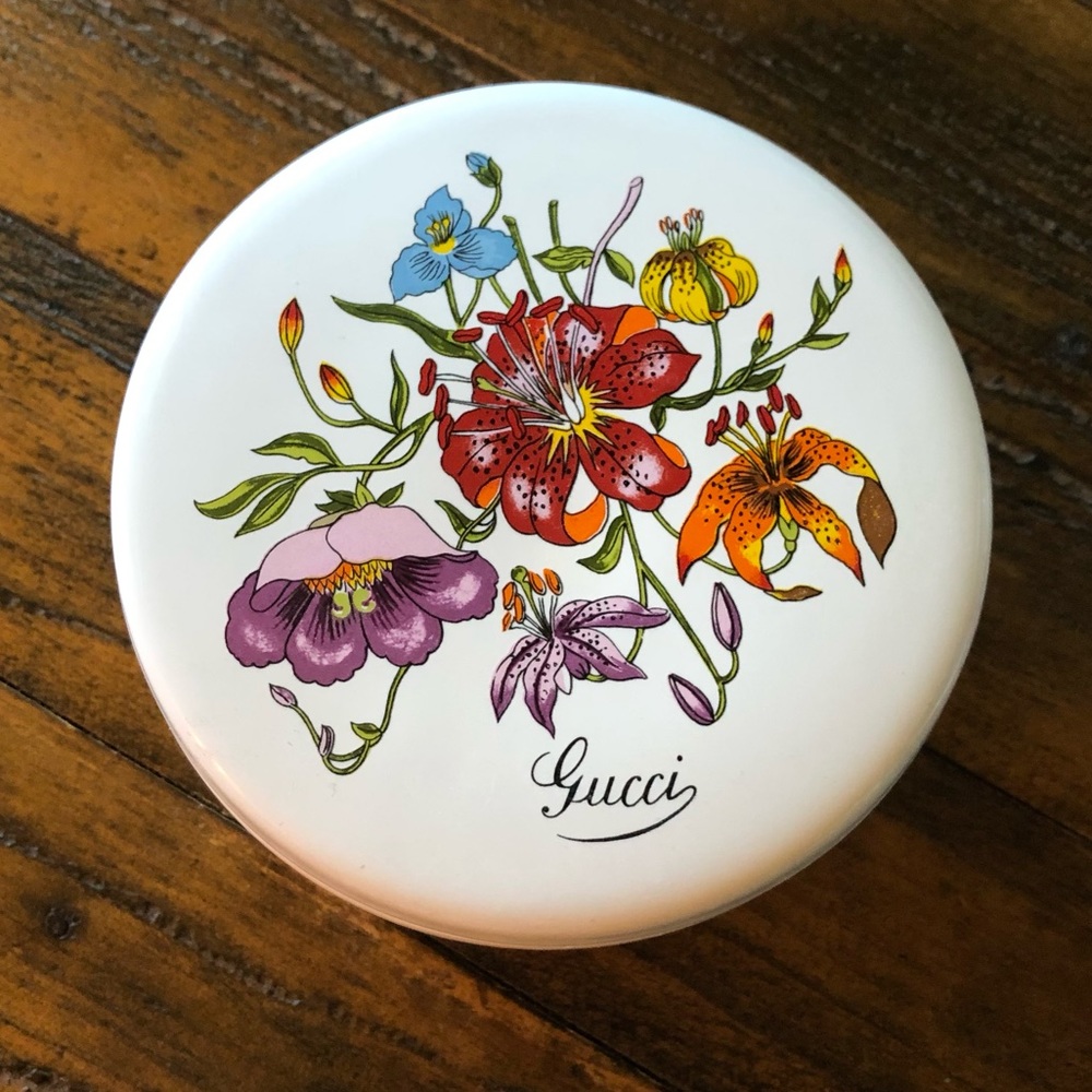 GUCCI 5”Round Floral Trinket Box Porcelain 1.5” Deep Richard Ginori Vintage1980s